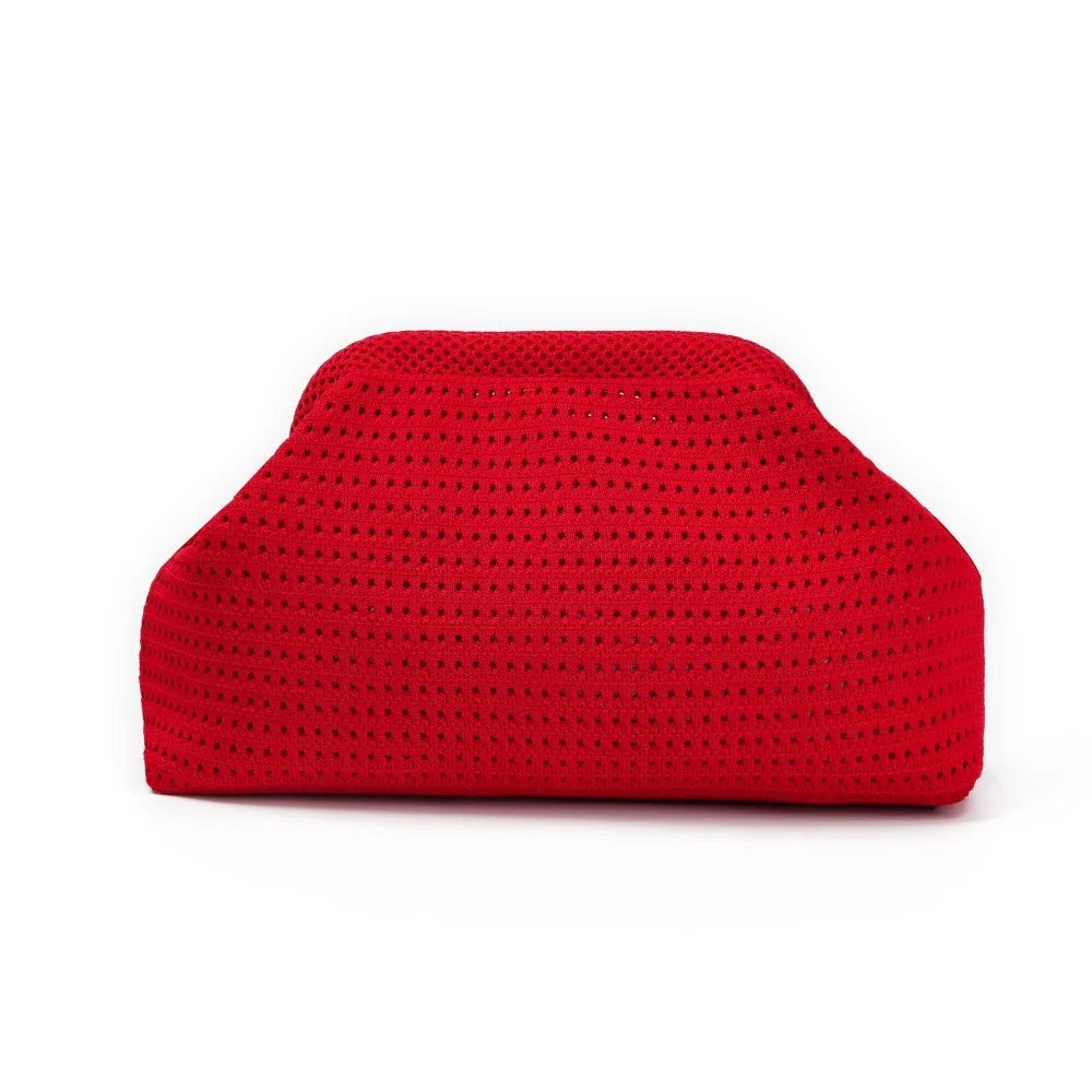 New Beach Bag Knitted Bag Hollow-Out Cloud Clutch Large-Capacity Versatile Color-Blocking Evening Bag Storage Pouch