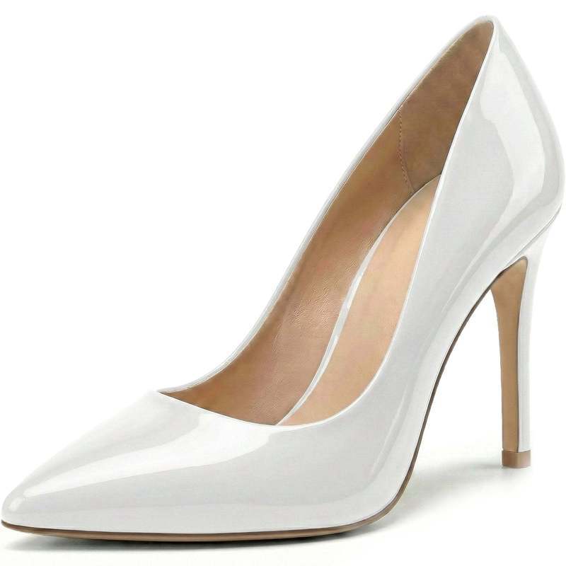 Beatrice Court Shoes in White Patent