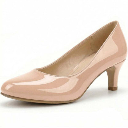 Rosalind Kitten Heel Court Shoes in Nude Patent