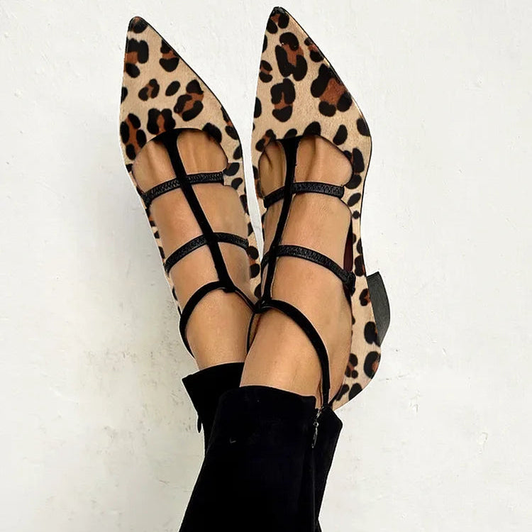 Bridget | Leopard Print Heeled Shoes with Ankle Strap