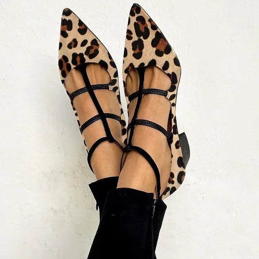 Bridget | Leopard Print Heeled Shoes with Ankle Strap