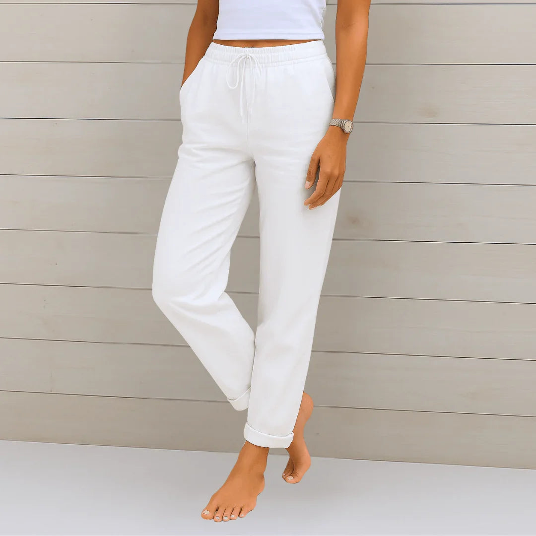 Cotton-Linen Wide-Leg Trousers