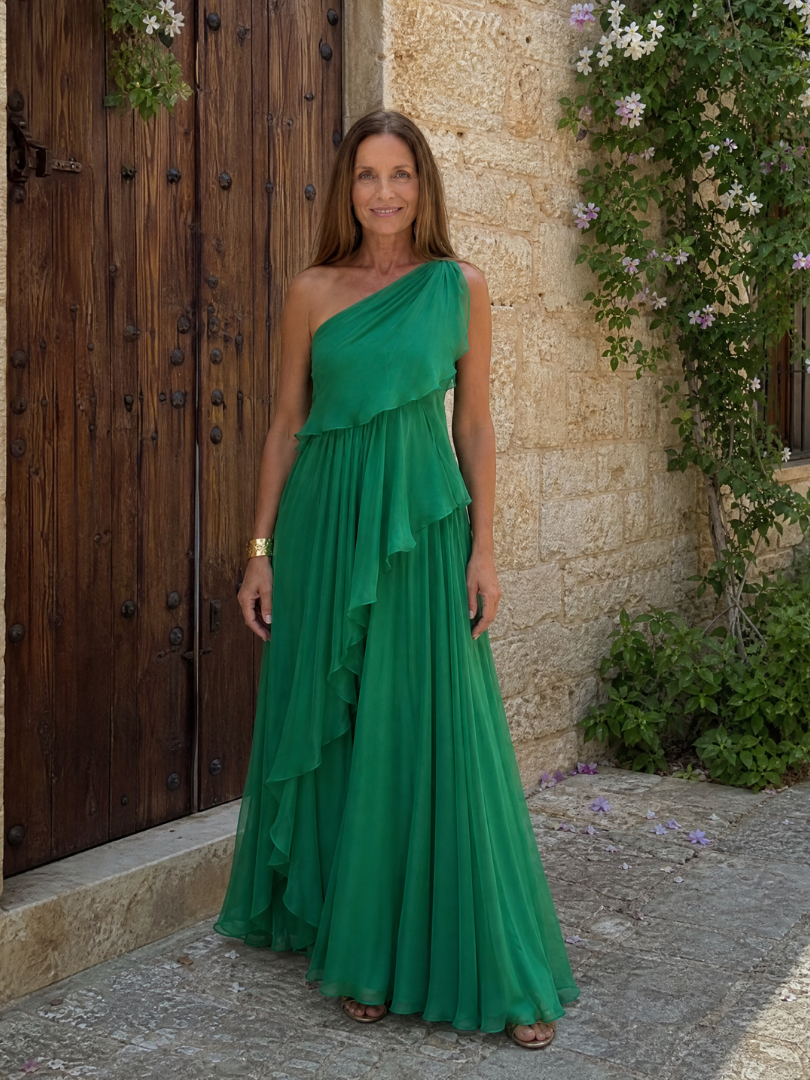 Valeria Ruffled One-Shoulder Maxi Dress