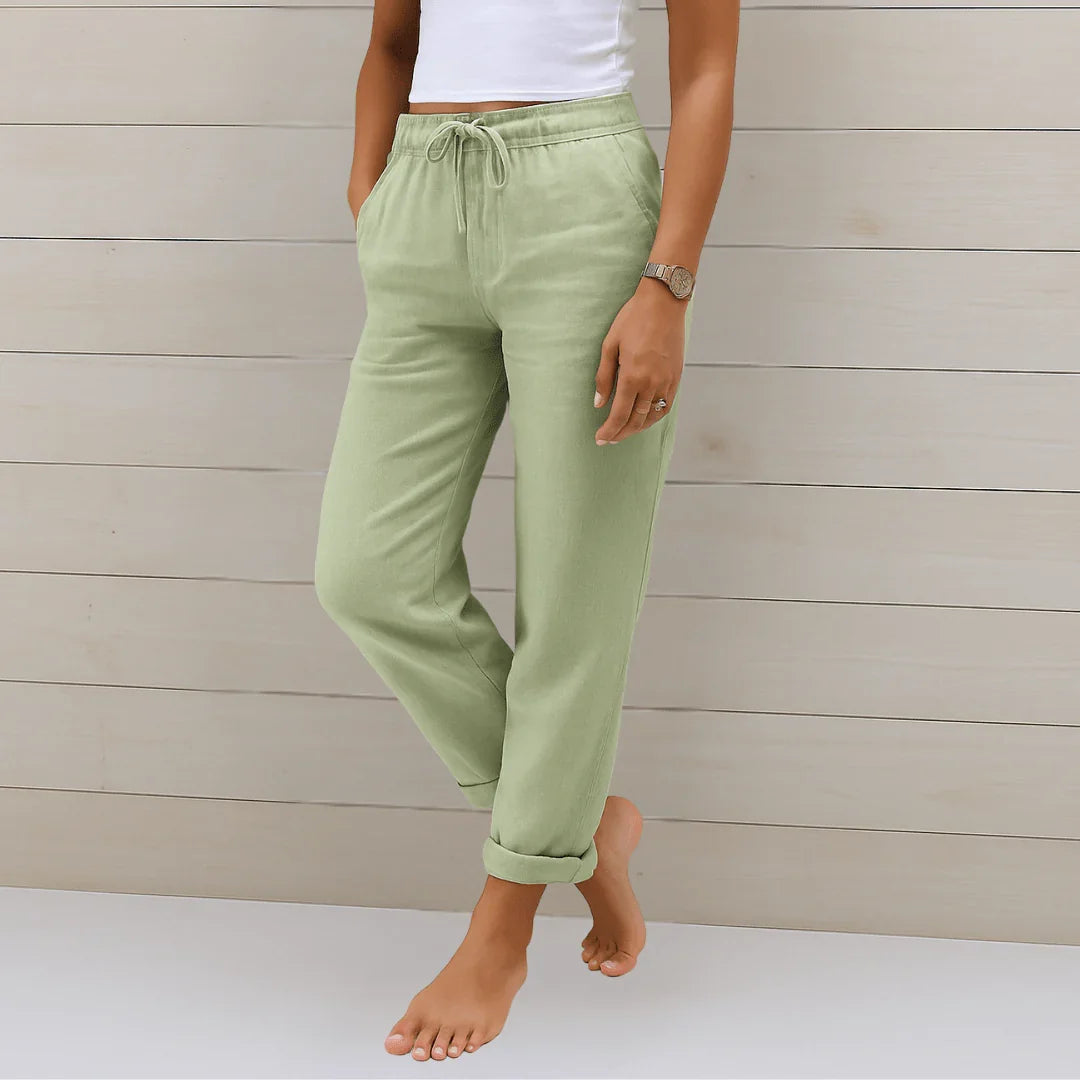Cotton-Linen Wide-Leg Trousers
