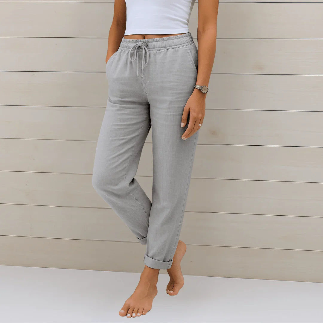 Cotton-Linen Wide-Leg Trousers