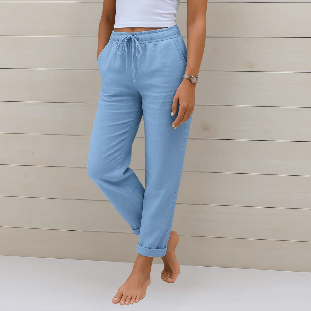 Cotton-Linen Wide-Leg Trousers