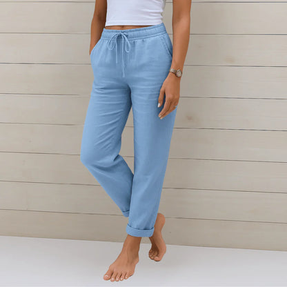 Cotton-Linen Wide-Leg Trousers