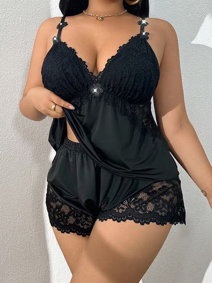Solenne Lace-Trim Pyjama Set
