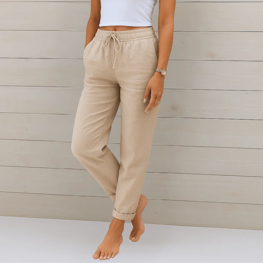 Cotton-Linen Wide-Leg Trousers