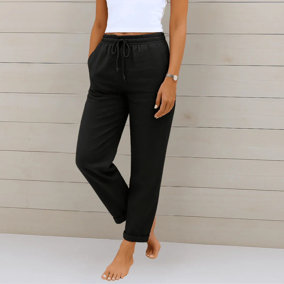 Cotton-Linen Wide-Leg Trousers