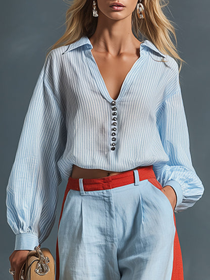 Striped Shirt & Wide-Leg Set