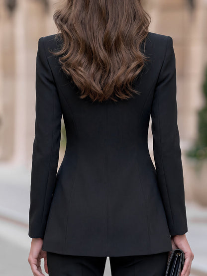 Asymmetric Draped Wrap-Front Tailored Blazer
