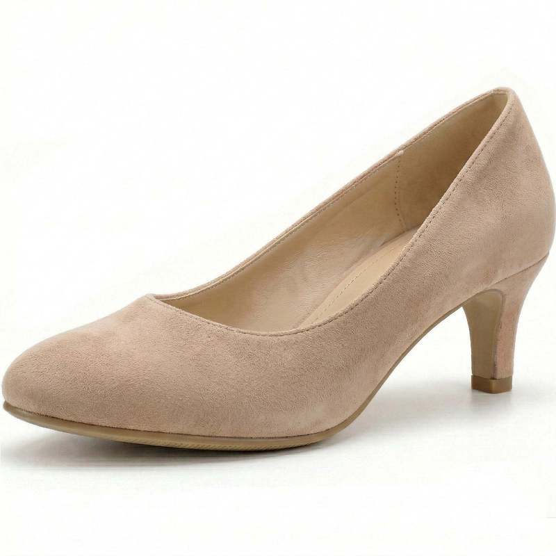 Rosalind Kitten Heel Court Shoes in Nude Suede