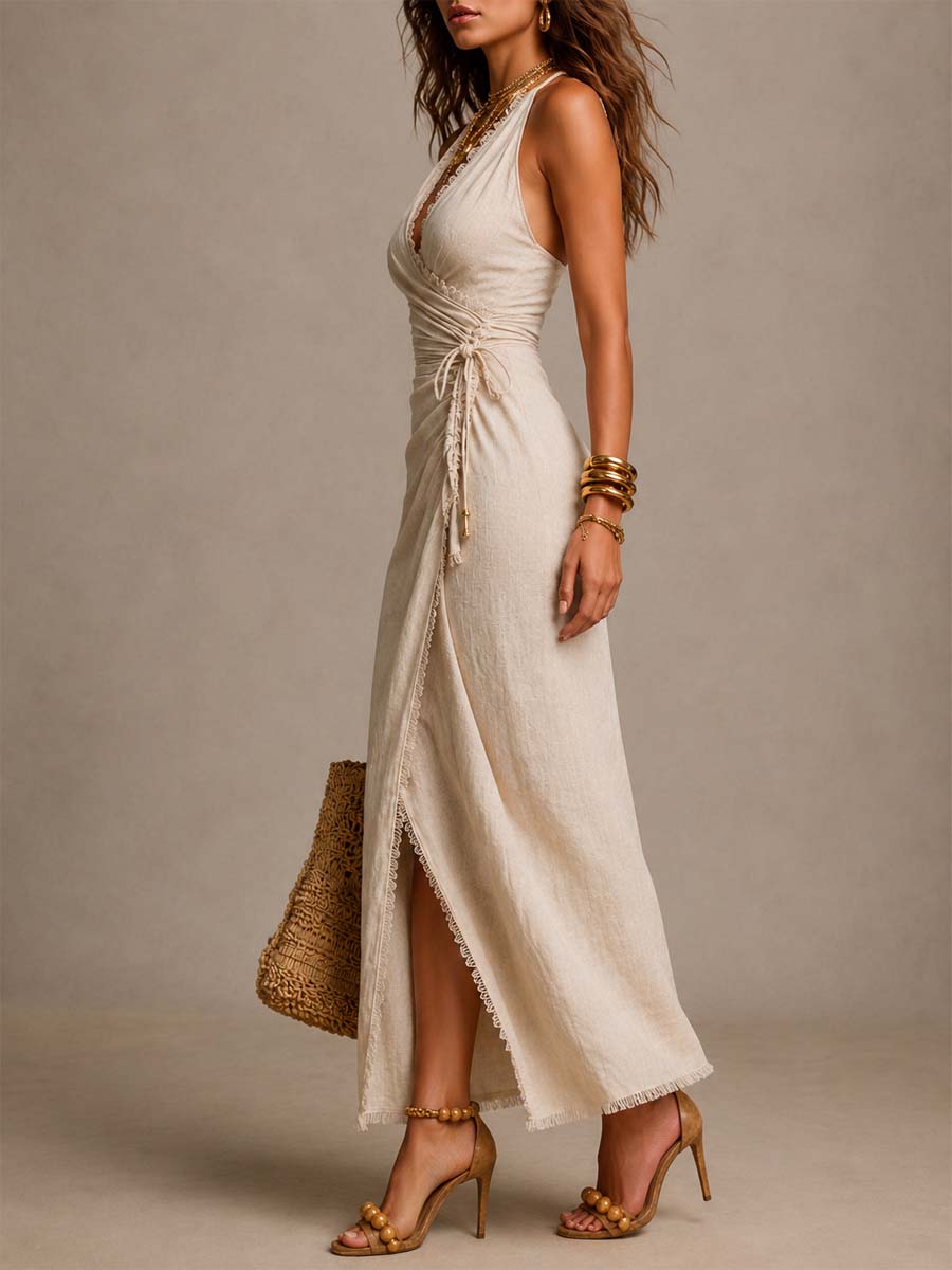 Nerina Draped Wrap Midi Dress