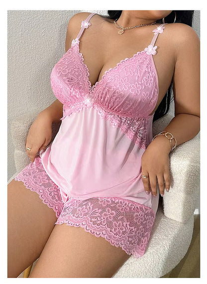 Solenne Lace-Trim Pyjama Set