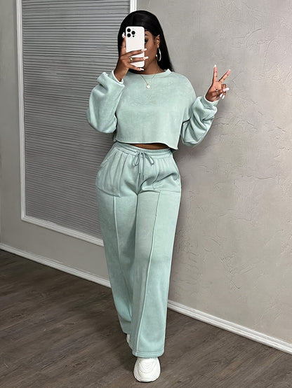 Relaxed Drawstring Lounge Set – Hoodie & Jogger Two-Piece