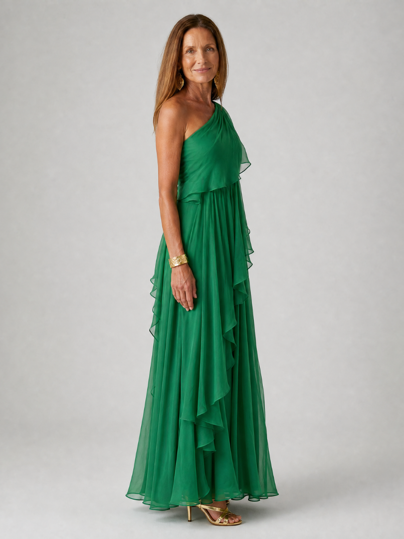 Valeria Ruffled One-Shoulder Maxi Dress