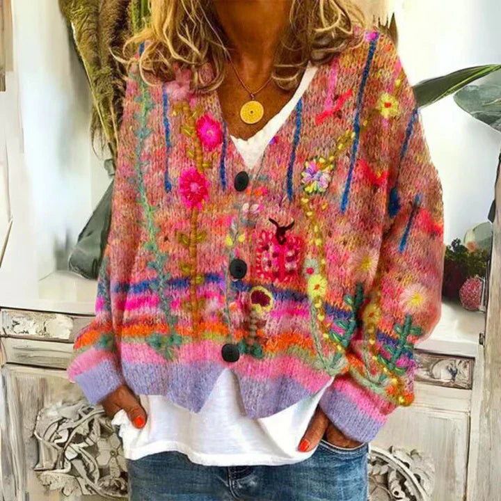 Angie Floral Knit Cardigan