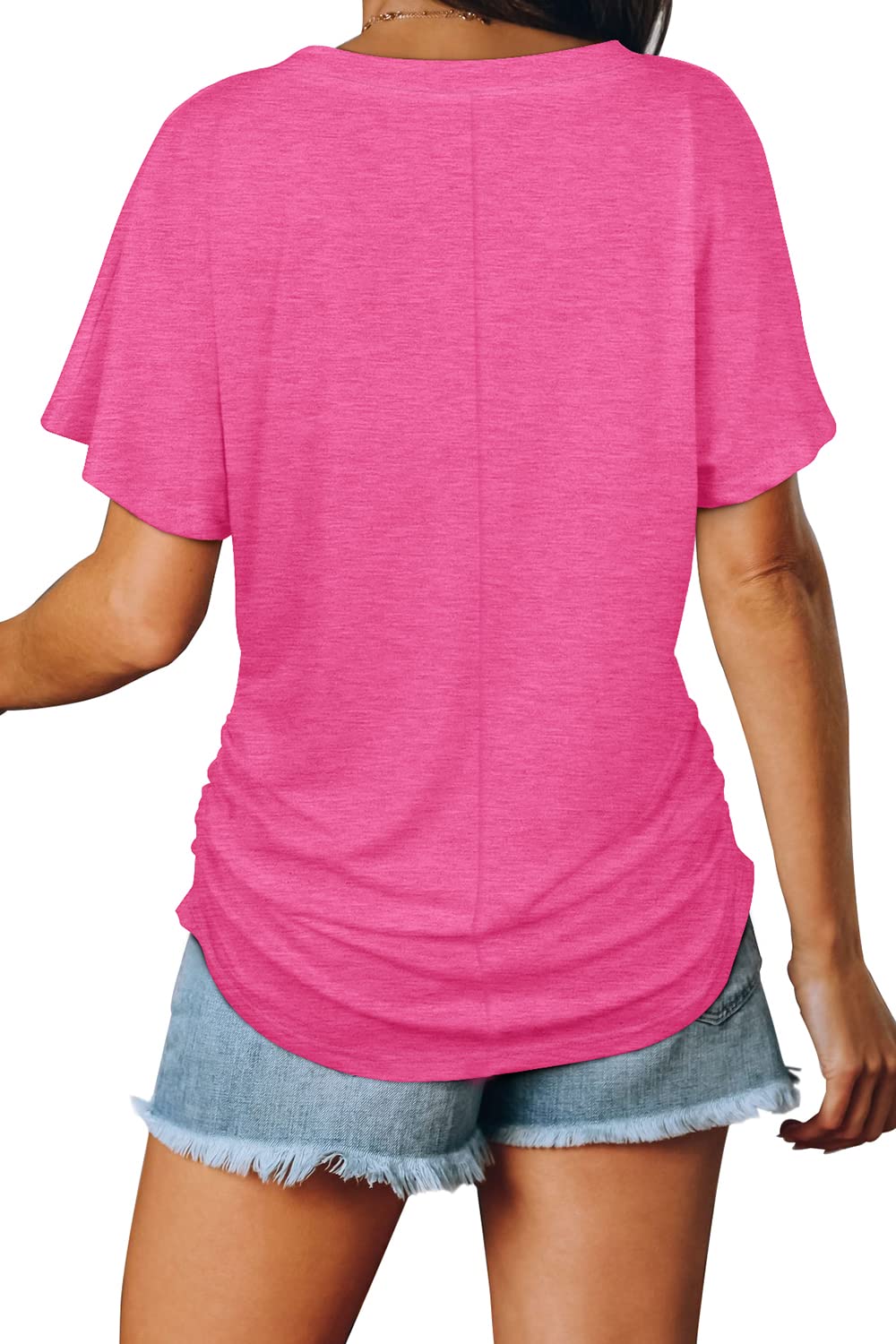 Ruched V-Neck Dolman Top