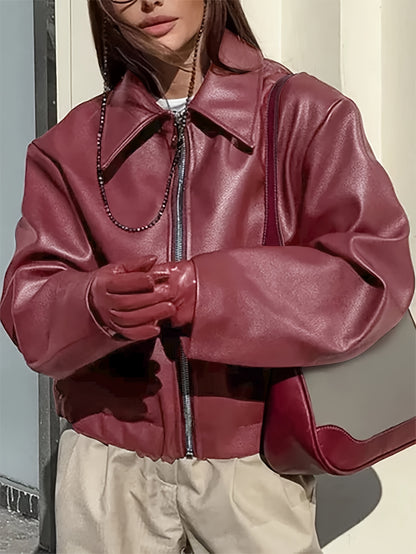 Scarlett Vintage Faux Leather Biker Jacket details