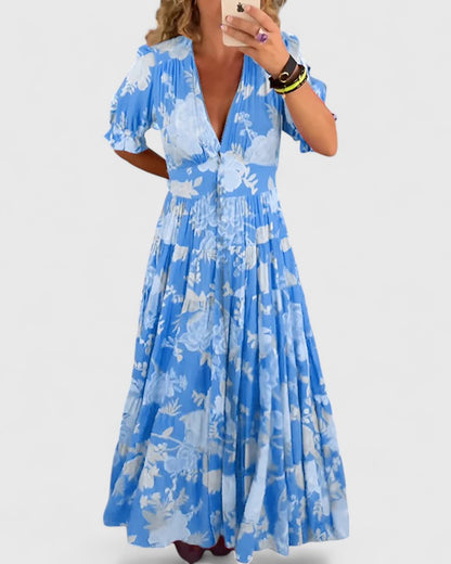 Minelda Elegant Floral V-Neck Dress