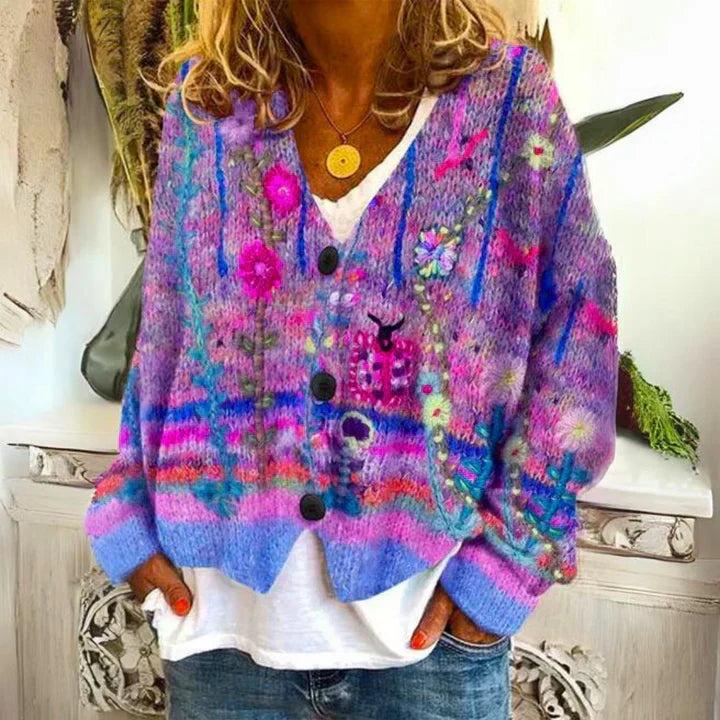 Angie Floral Knit Cardigan