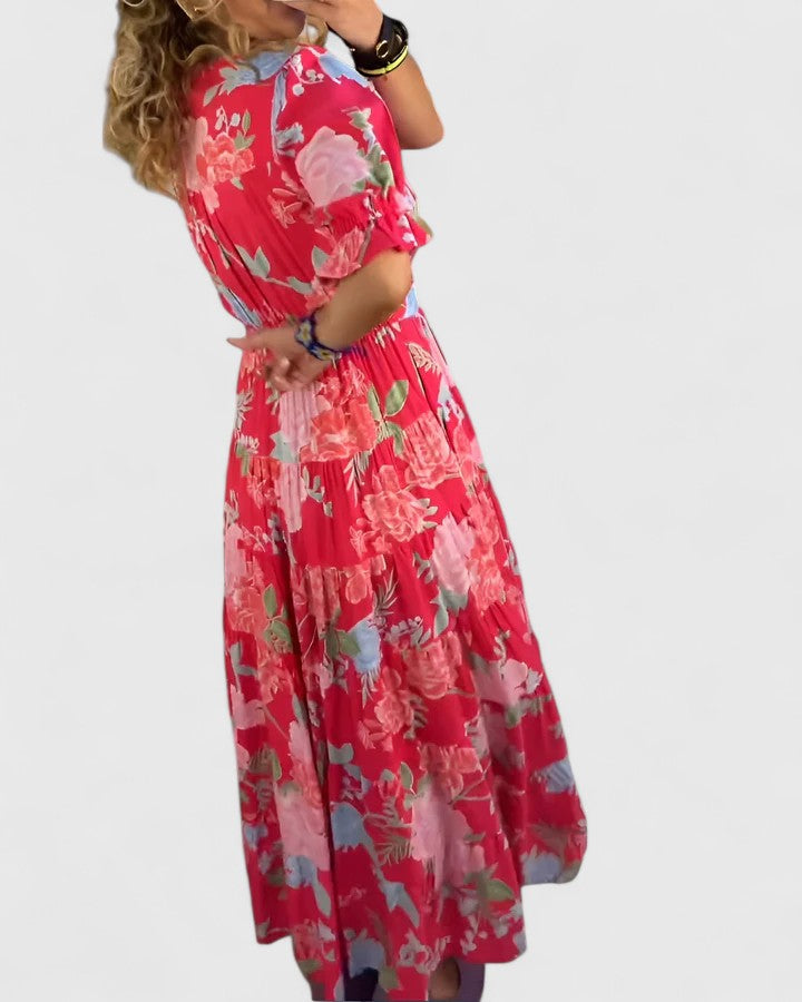 Minelda Elegant Floral V-Neck Dress