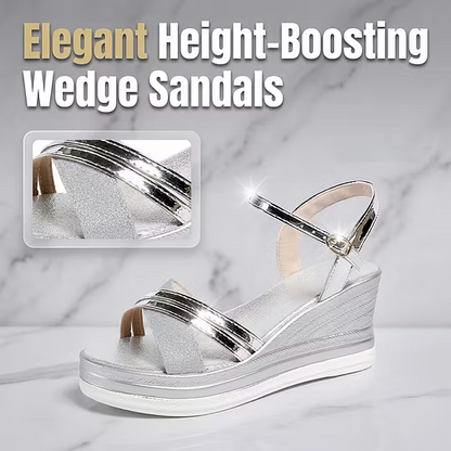 Metallic Strap Wedge Sandals