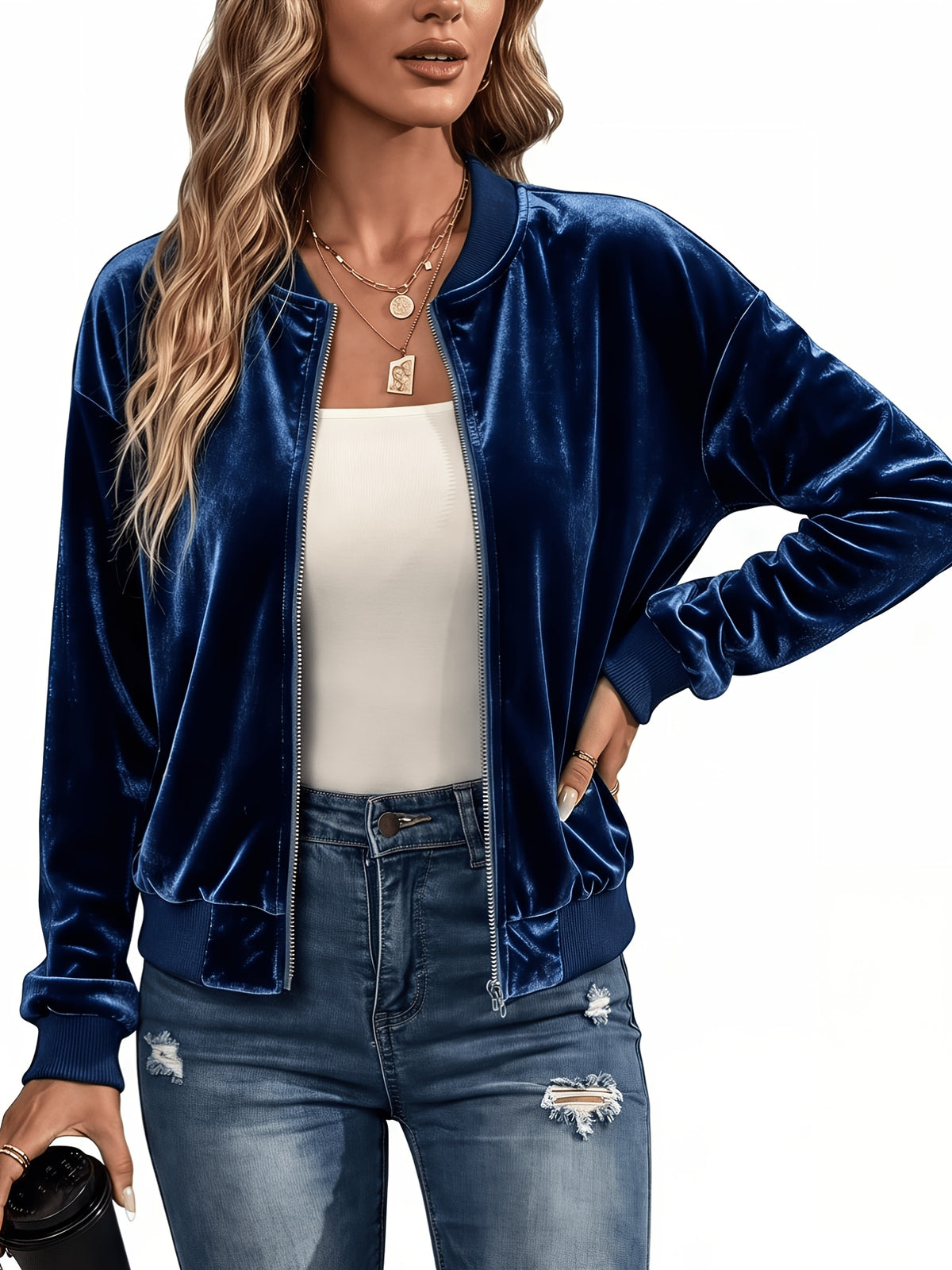 Charlotte velvet bomber jacket