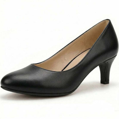 Rosalind Kitten Heel Court Shoes in Black Matte