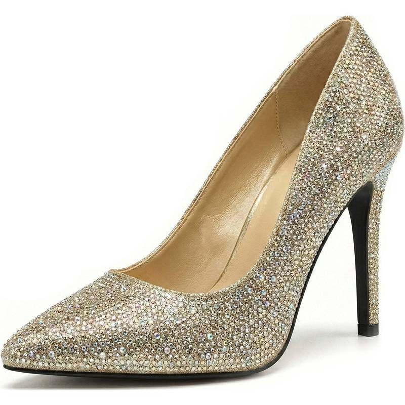 Beatrice Court Shoes in Gold Glitter
