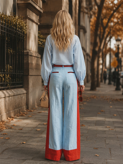 Striped Shirt & Wide-Leg Set