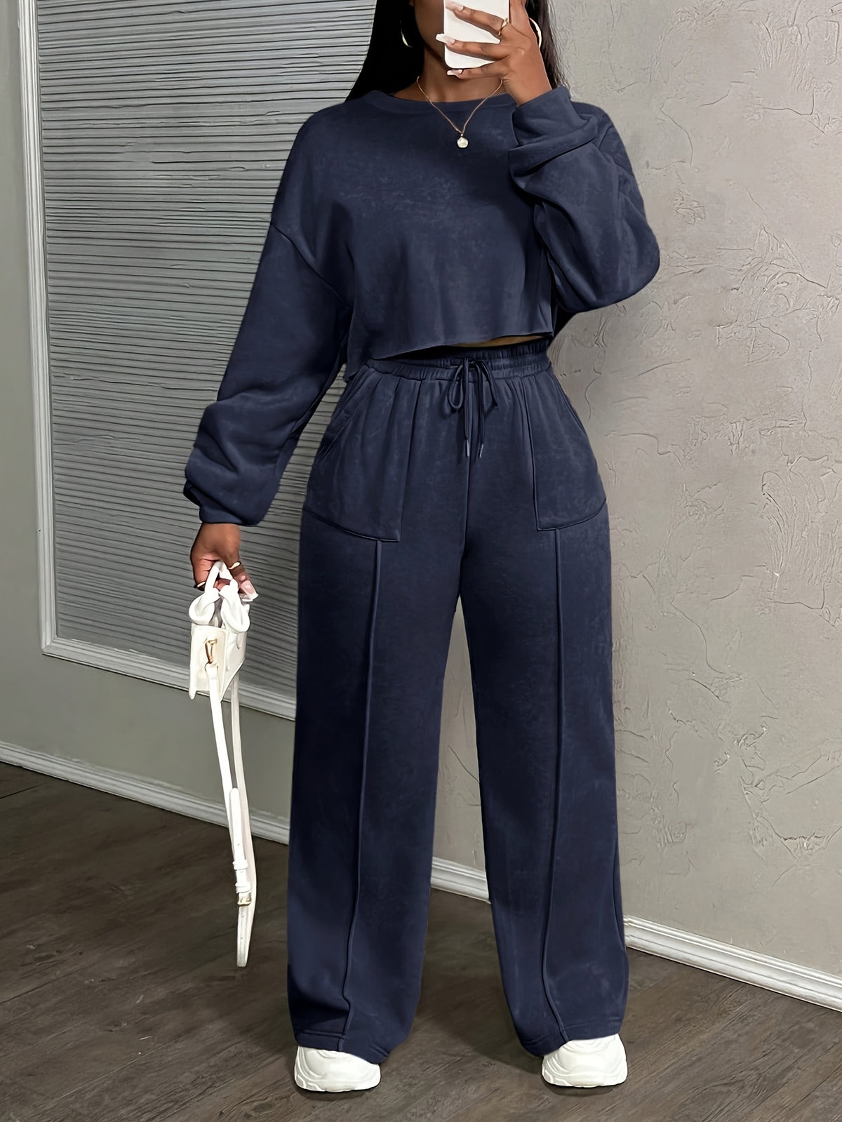 Relaxed Drawstring Lounge Set – Hoodie & Jogger Two-Piece