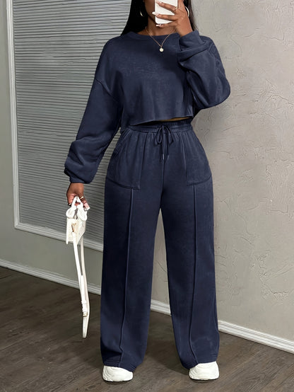 Relaxed Drawstring Lounge Set – Hoodie & Jogger Two-Piece