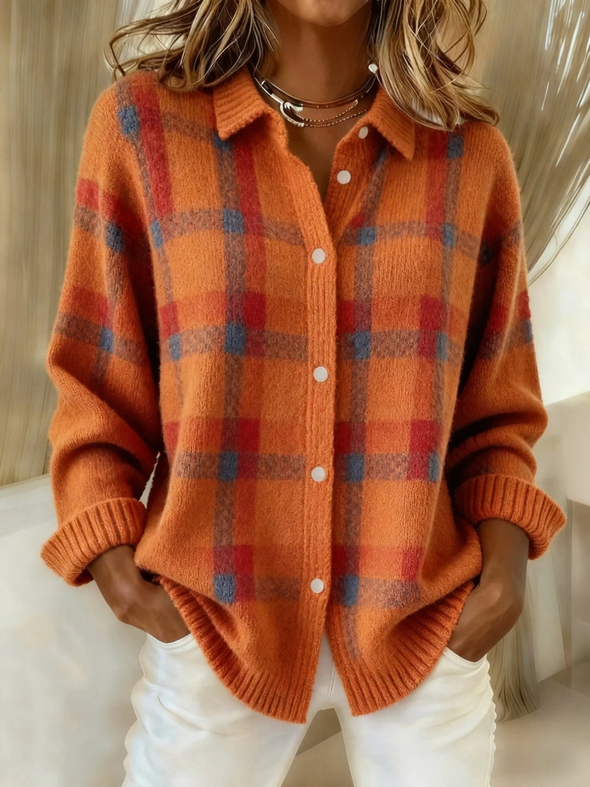 Anny – Pull Douillet à Carreaux