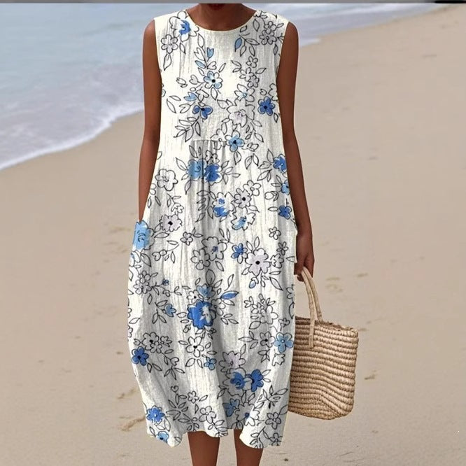 Florence Printed Pocket Midi Dress