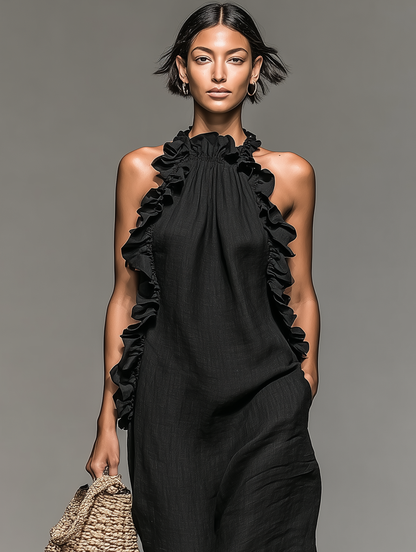 Lora Ruffle-Detail Maxi Dress