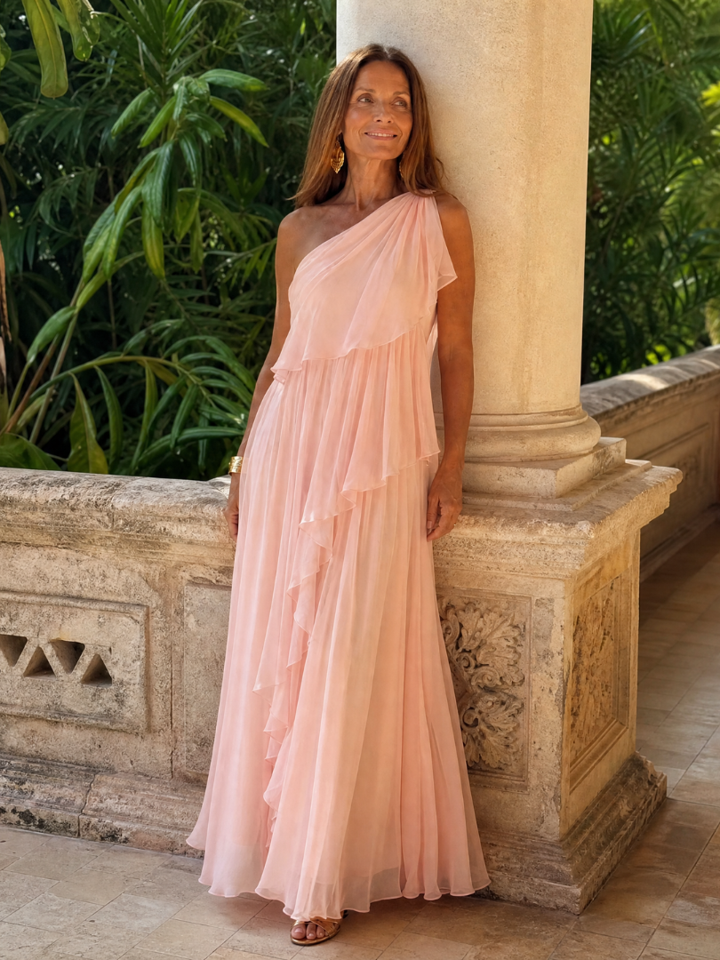 Valeria Ruffled One-Shoulder Maxi Dress