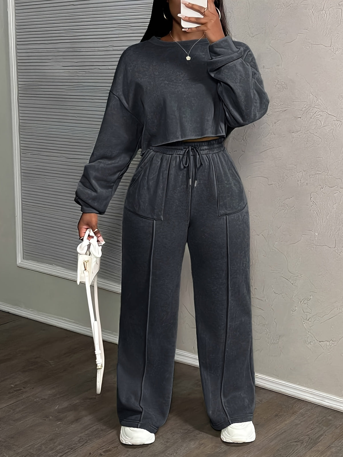 Relaxed Drawstring Lounge Set – Hoodie & Jogger Two-Piece