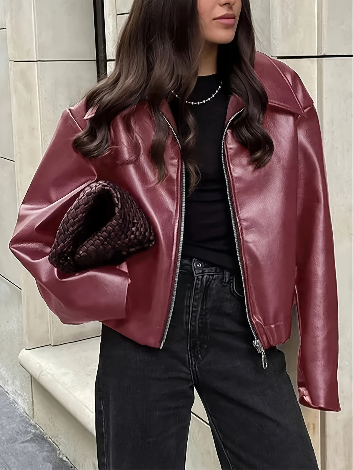 Scarlett Vintage Faux Leather Biker Jacket