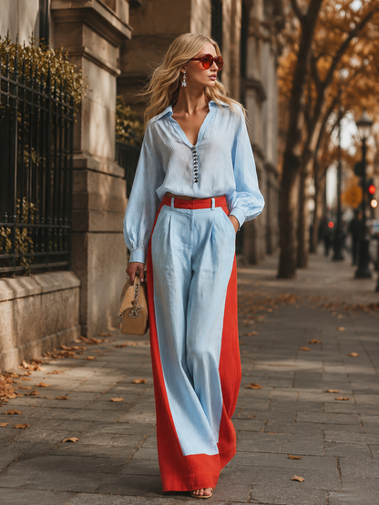 Striped Shirt & Wide-Leg Set