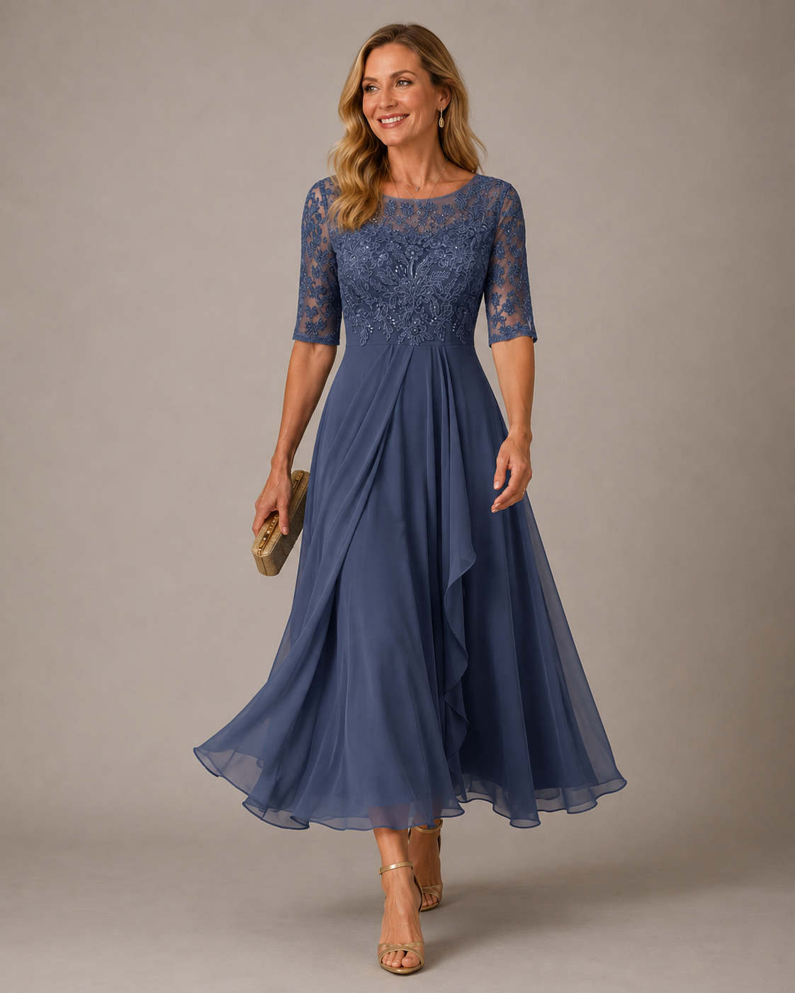 Romina Flattering Lace Midi Dress