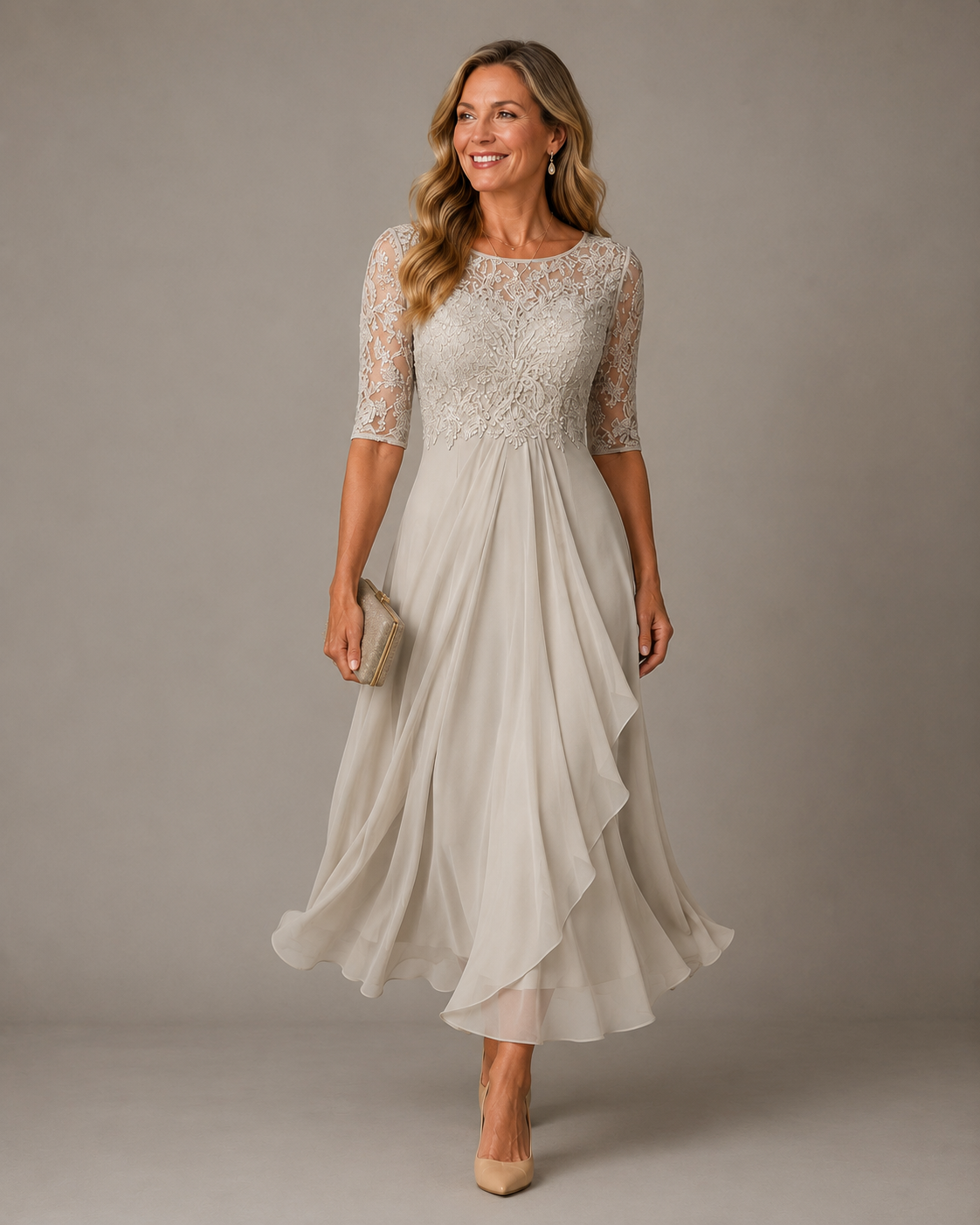 Romina Flattering Lace Midi Dress