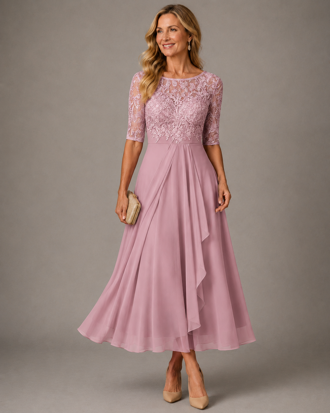 Romina Flattering Lace Midi Dress