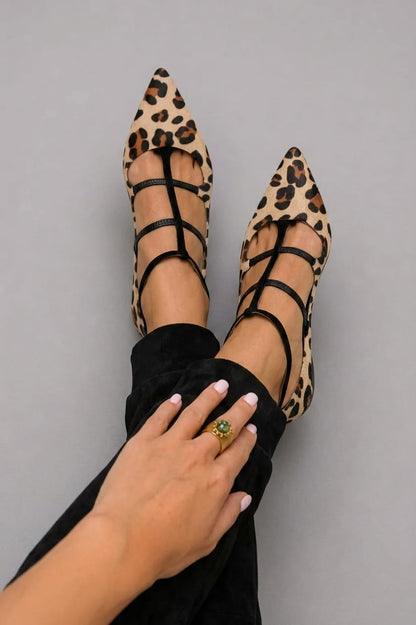 Bridget | Leopard Print Heeled Shoes with Ankle Strap