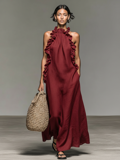 Lora Ruffle-Detail Maxi Dress