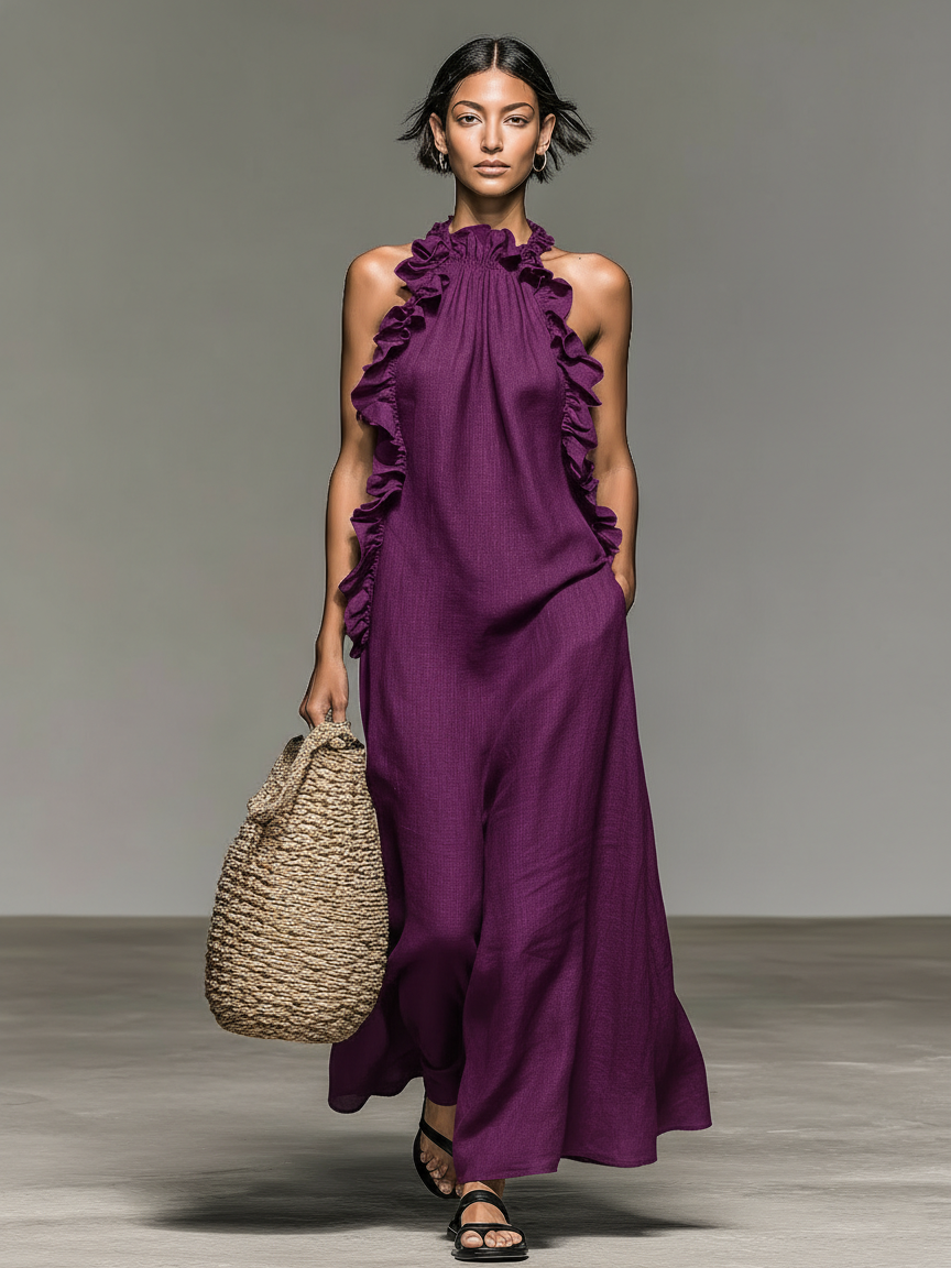 Lora Ruffle-Detail Maxi Dress