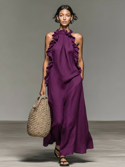 Lora Ruffle-Detail Maxi Dress
