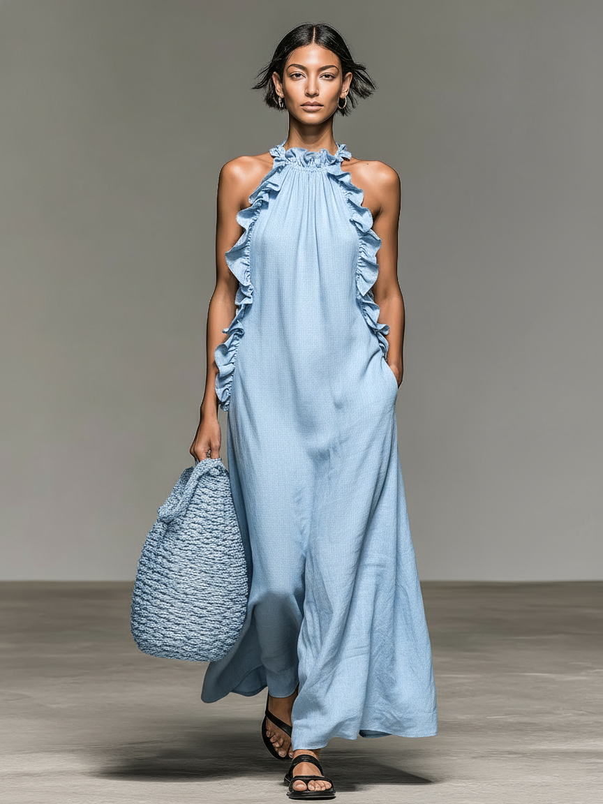 Lora Ruffle-Detail Maxi Dress