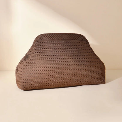 New Beach Bag Knitted Bag Hollow-Out Cloud Clutch Large-Capacity Versatile Color-Blocking Evening Bag Storage Pouch